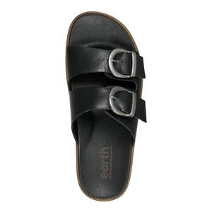 EARTH Lory Strappy Casual Flat Slip-on Black Sandals 6